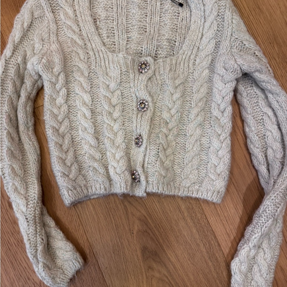 Zara Cream Cable Knit Cardigan
